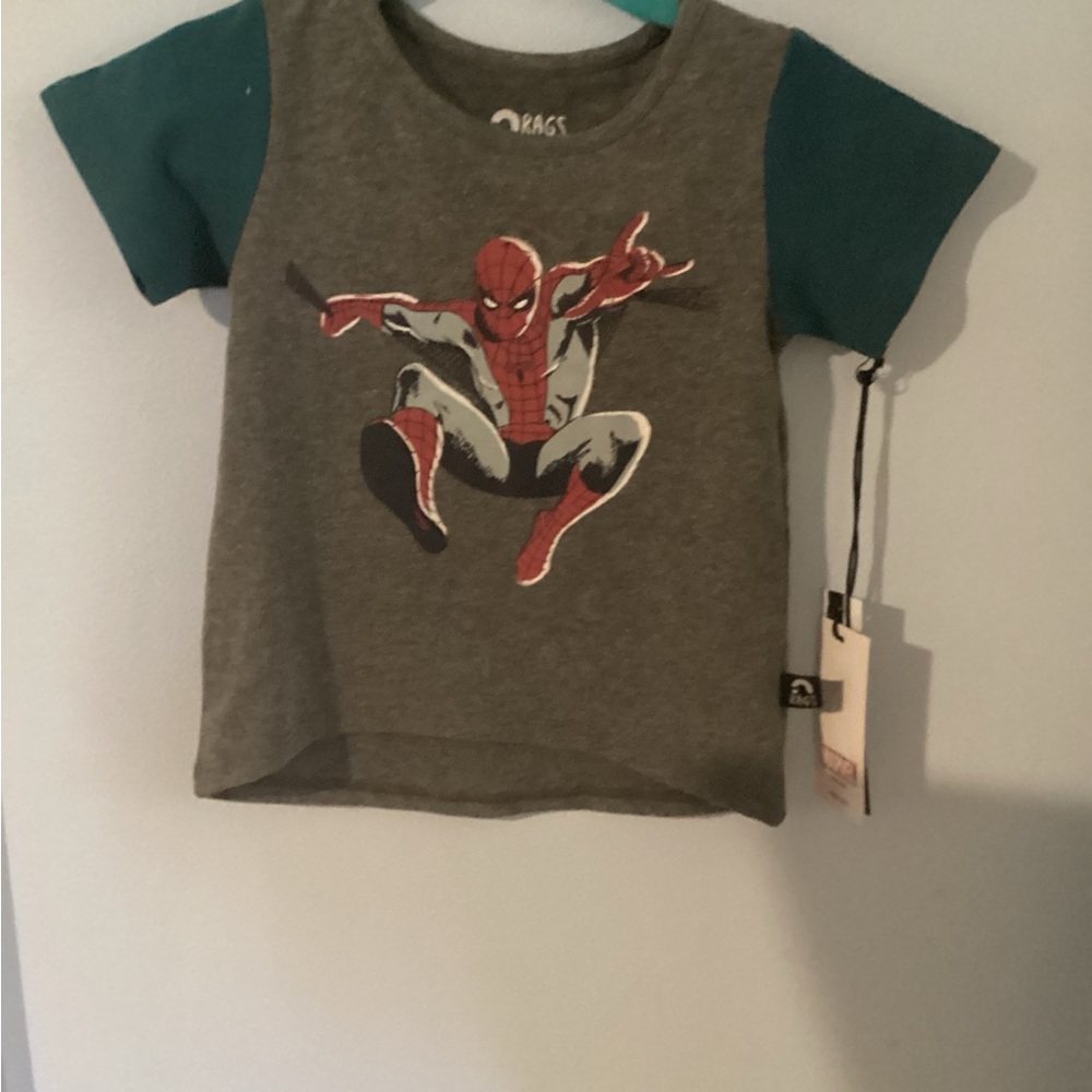 RAGS Spider-Man Gray and Blue Kids One Tshirt - new with tags